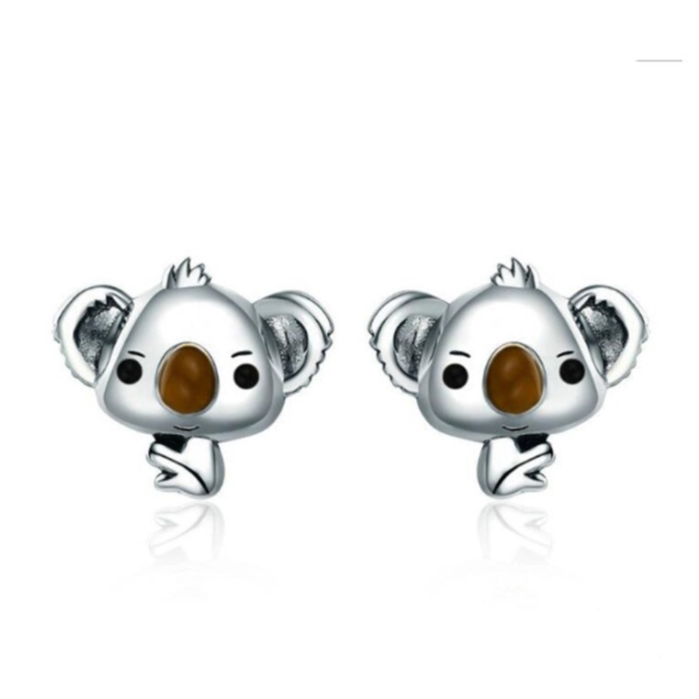 925 Sterling Silver Koala Bear Stud Earrings